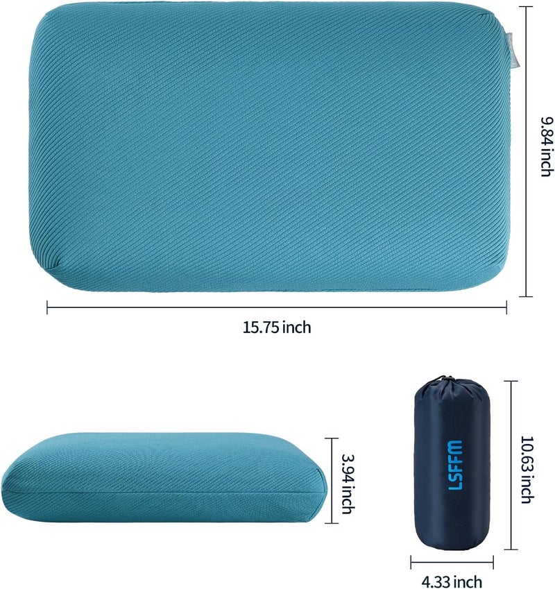 LSFFM Memory Foam Travel Pillow, Camping Pillow for Sleeping with Portable Bag, Easy to Carry, Small Foam Pillows, Double-Layered Pillow Cover (Peacock Blue) - Image 5